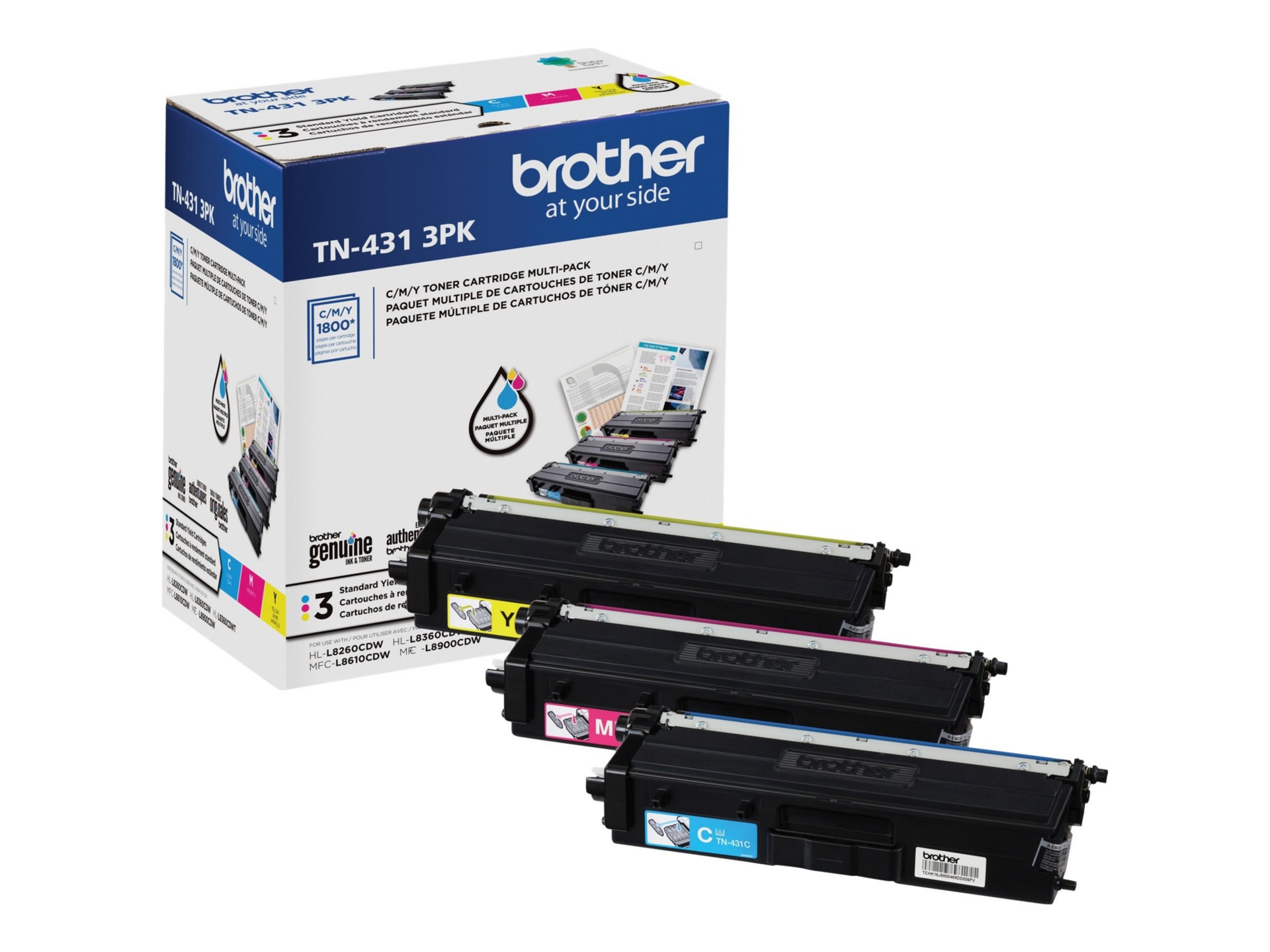 Brother TN431 - 3-pack - yellow, cyan, magenta - original - toner cartridge