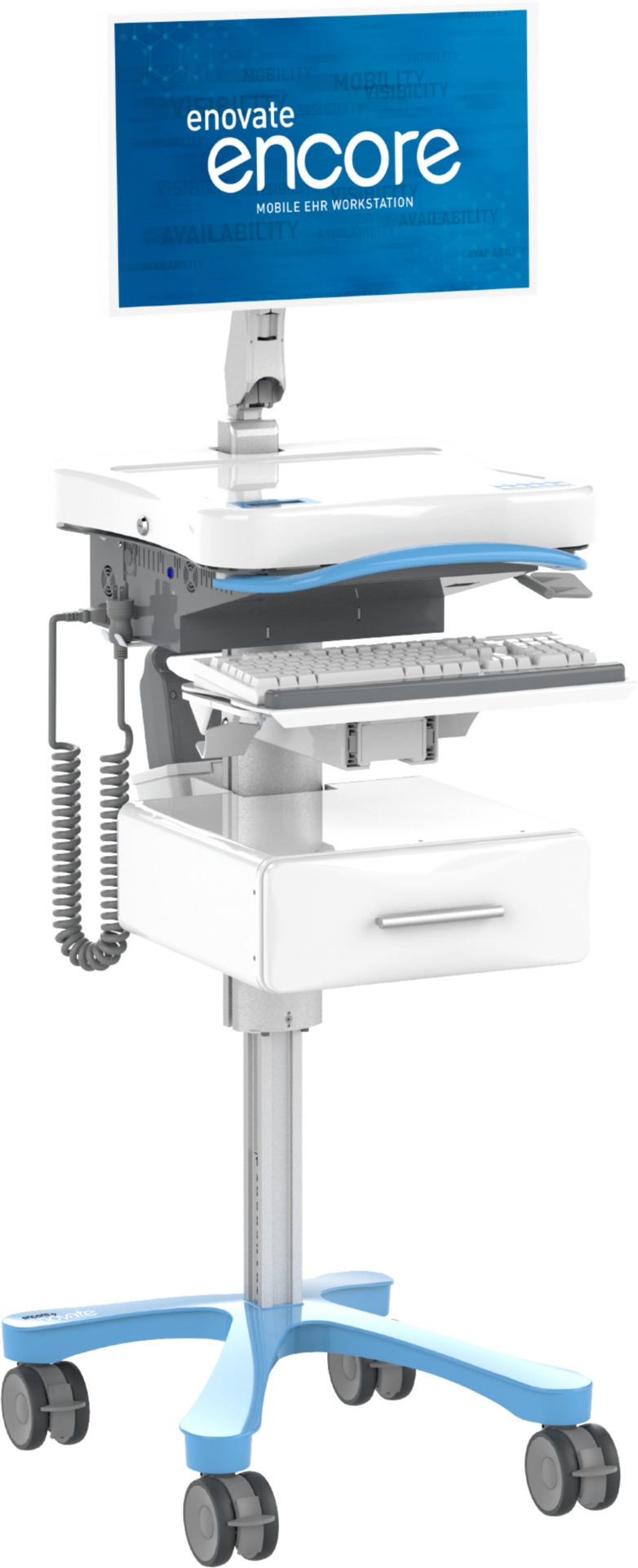 Enovate Medical Encore EcoFlex MobiusPower Plus Workstation with Standard Monitor Post