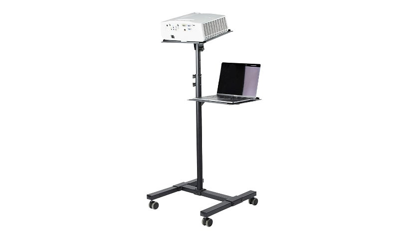 StarTech.com Mobile Projector and Laptop Stand/Cart, Heavy Duty Portable Projector Stand/Presentation Cart (22lb/shelf),