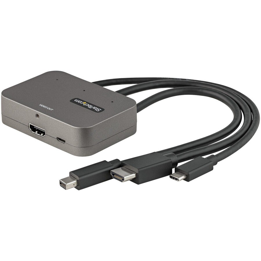 StarTech.com 3-in-1 Multiport to HDMI Adapter, 4K 60Hz USB-C, HDMI or Mini DP to HDMI Video Converter, Conference Room