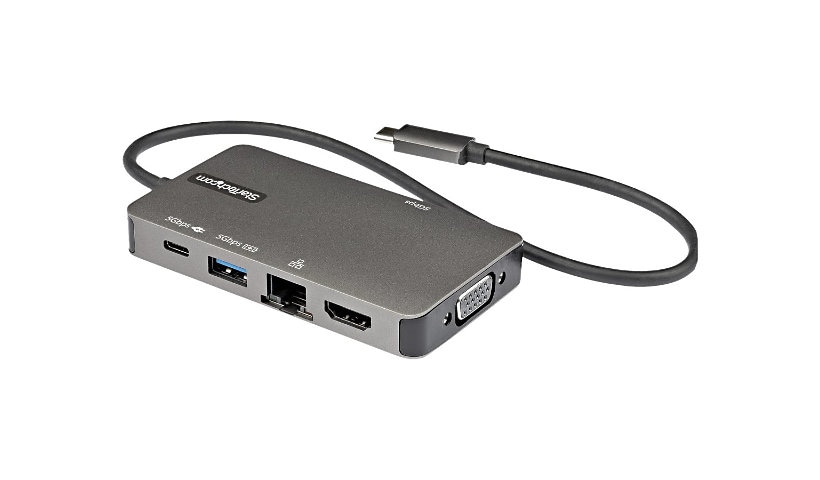 StarTech.com USB-C Multiport Adapter, USB C to 4K HDMI or VGA, USB Type-C Mini Dock, 100W PD Passthrough, 3x USB 3.0,
