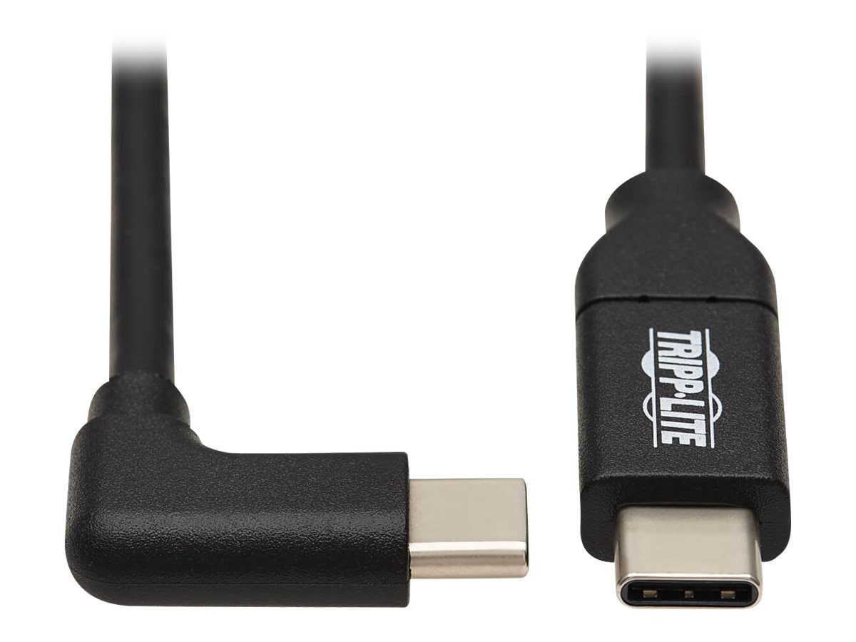 Tripp Lite USBC Cable (M/M) - USB 2.0, Thunderbolt 3, 100W PD Charging, Right-Angle Plug, Black, 2 m (6.6 ft.) - USB-C