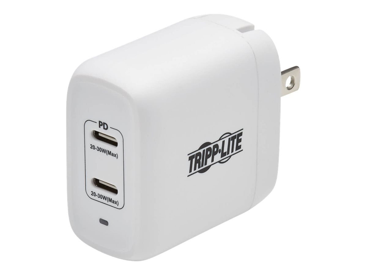 Tripp Lite USB C Wall Charger Dual-Port Compact 40W PD Charging GaN White