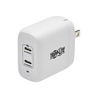 Tripp Lite USB C Wall Charger Dual-Port Compact - GaN Technology, 40W PD Charging (20W+20W or 30W), White power adapter