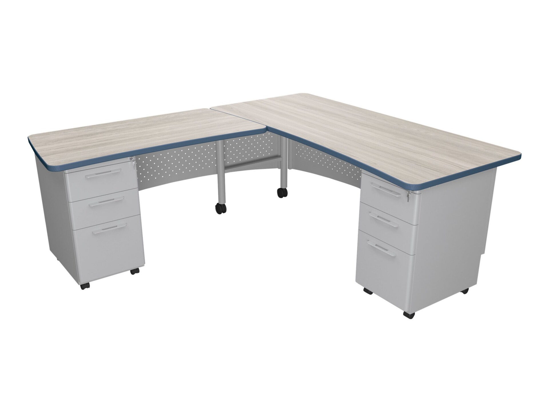 MooreCo Avid - return desk - L-shaped - gray elm