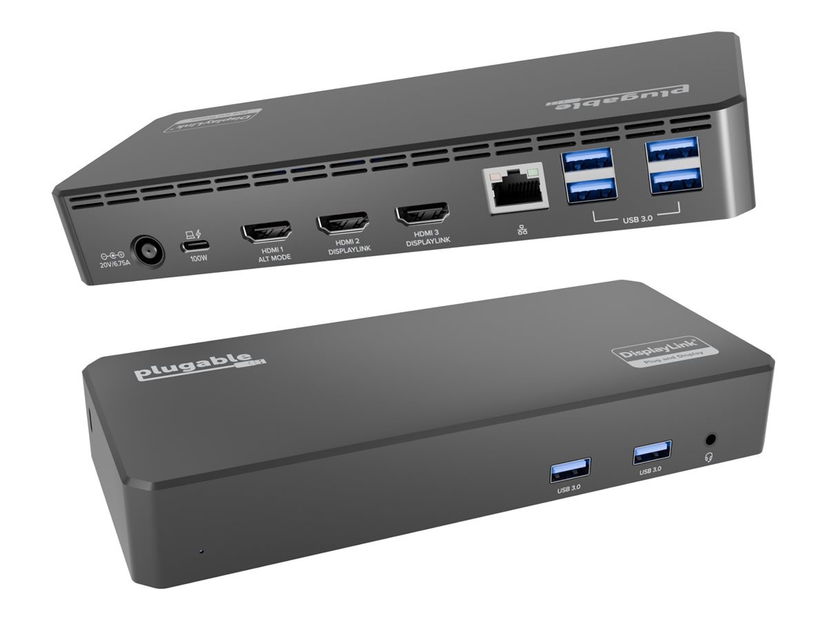 Plugable UD-3900PDZ - docking station - USB-C / Thunderbolt 3 - 3 x HDMI -