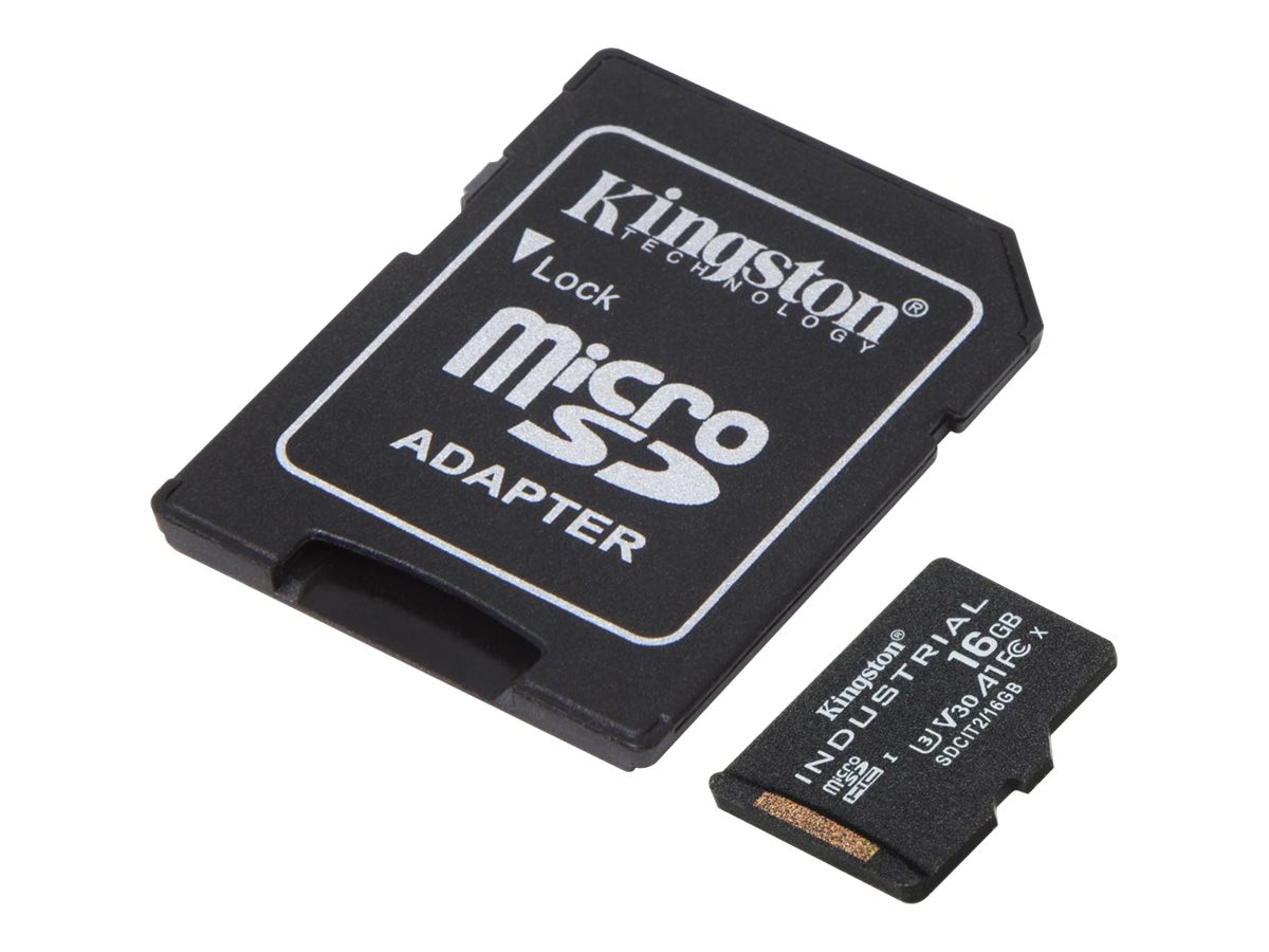 Thumbnail 2 of 3 for Kingston Industrial - flash memory card - 16 GB - microSDHC UHS-I