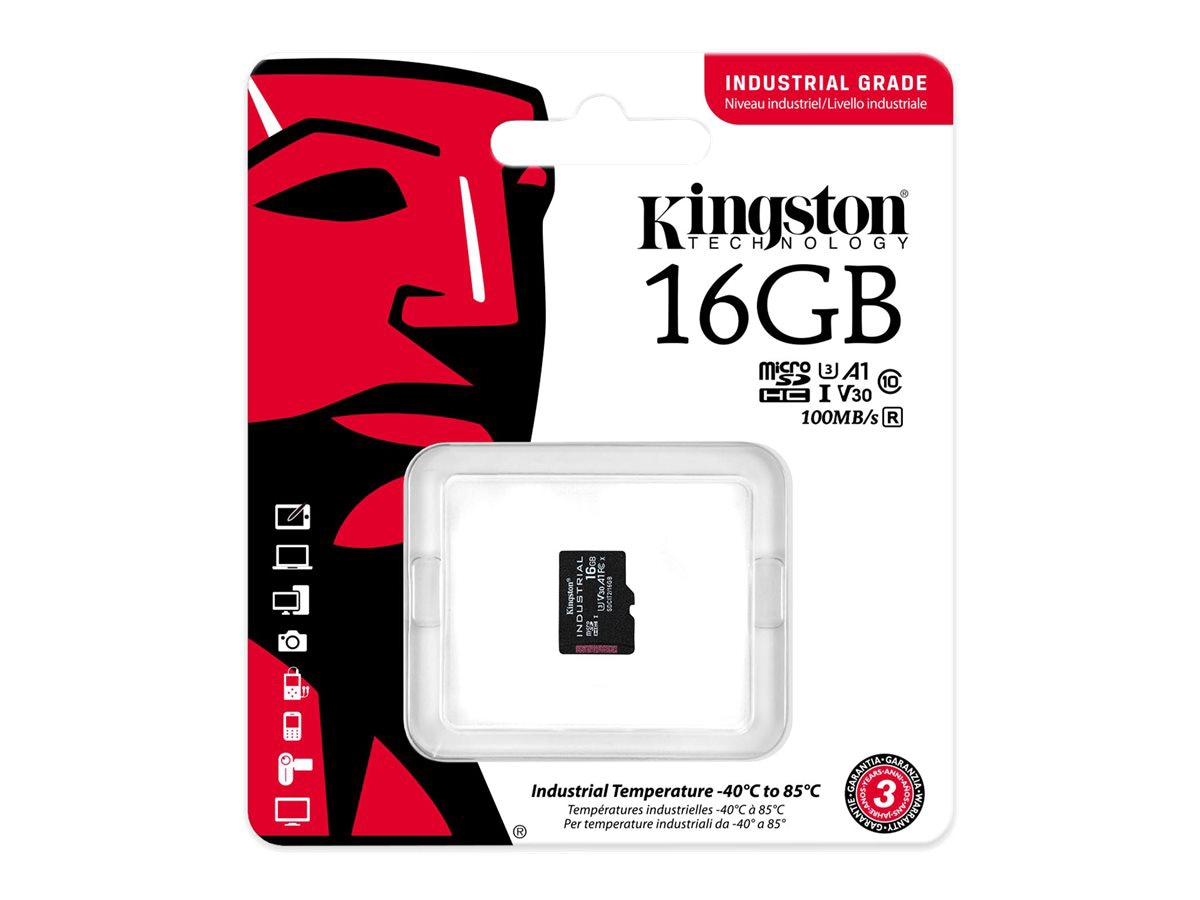 Thumbnail 3 of 3 for Kingston Industrial - flash memory card - 16 GB - microSDHC UHS-I