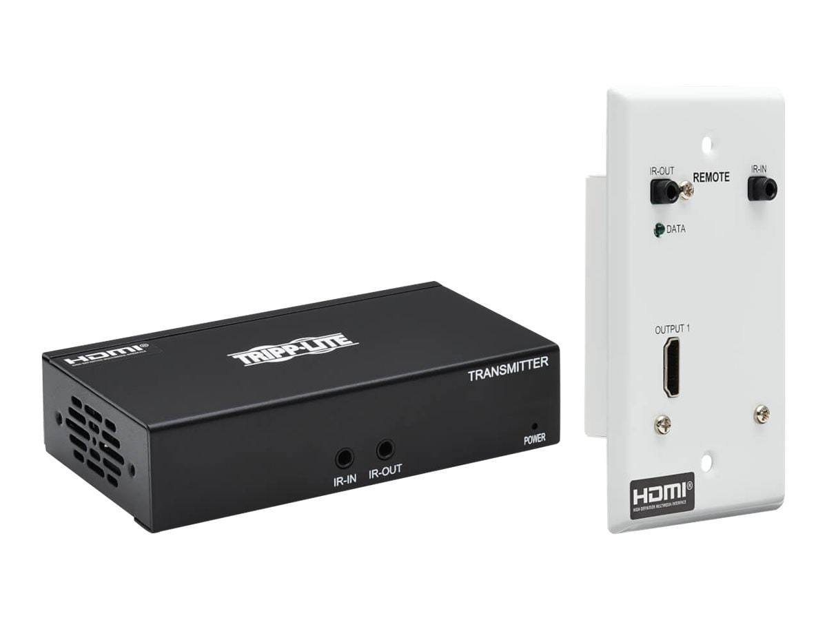 Tripp Lite HDMI over Cat6 Extender Kit, Box Transmitter/Wall Plate Receiver, 4K 60 Hz, 4:4:4, IR, PoC, HDR, HDCP 2.2,
