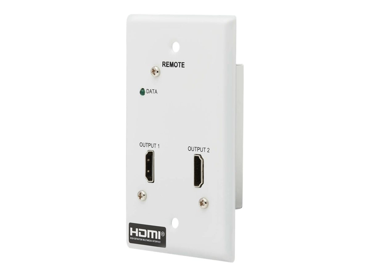 Tripp Lite HDMI over Cat6 Receiver, 2-Port Wall Plate - 4K 60 Hz, HDR, 4:4:4, PoC, HDCP 2.2, 230 ft. (70.1 m), TAA -