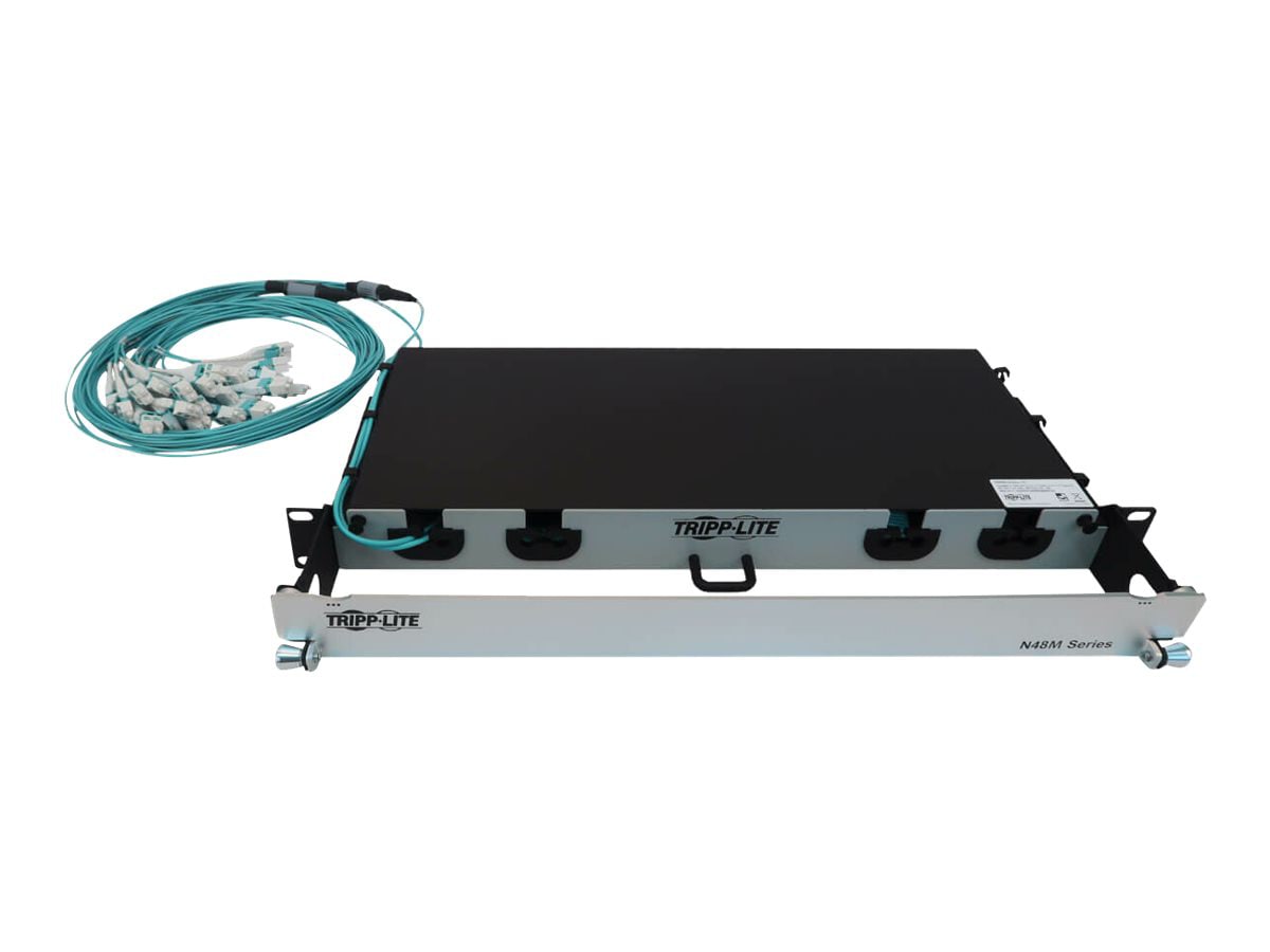 Tripp Lite Preloaded Fiber Panel, 1U - 2x (12x LC/LC Duplex M/M) 24F Trunk Cables, OM4 Multimode, 10 m (32.8 ft.) -