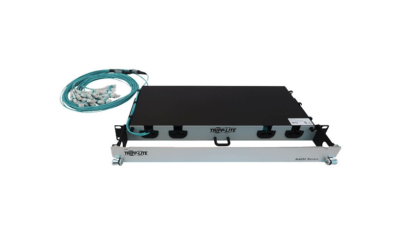 Tripp Lite Preloaded Fiber Panel, 1U - 2x (12x LC/LC Duplex M/M) 24F Trunk Cables, OM4 Multimode, 10 m (32.8 ft.) -