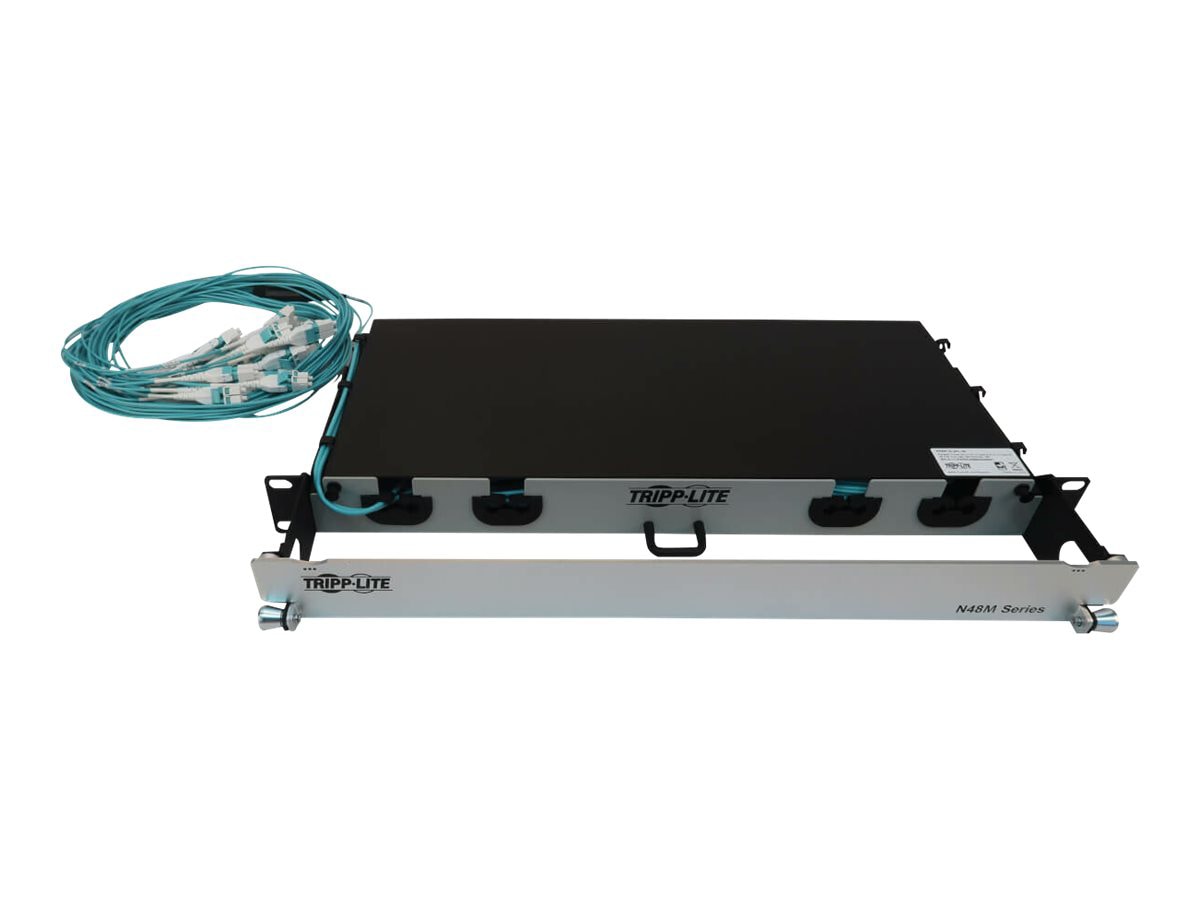 Tripp Lite Preloaded Fiber Panel, 1U - 2x (12x LC/LC Duplex M/M) 24F Trunk Cables, OM4 Multimode, 20 m (65.6 ft.) -
