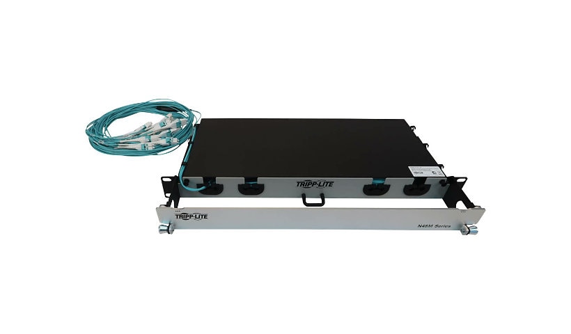 Tripp Lite Preloaded Fiber Panel, 1U - 2x (12x LC/LC Duplex M/M) 24F Trunk Cables, OM4 Multimode, 20 m (65.6 ft.) -