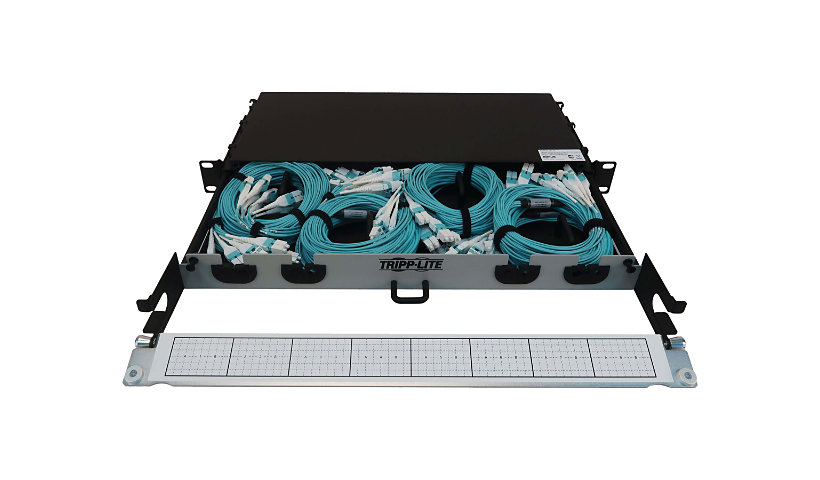 Tripp Lite Preloaded Fiber Panel, 1U - 4x (8x LC/LC Duplex M/M) 16F Trunk Cables, OM4 Multimode, 10 m (32.8 ft.) - rack