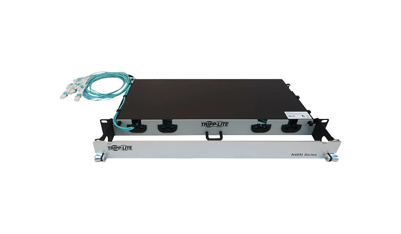 Tripp Lite Preloaded Fiber Panel, 1U - 6x (4x LC/LC Duplex M/M) 8F Trunk Cables, OM4 Multimode, 10 m (32.8 ft.) - patch