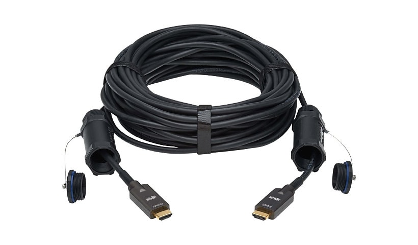 Tripp Lite High-Speed Armored HDMI Fiber Active Optical Cable (AOC) with Hooded Connectors - 4K @ 60 Hz, HDR, IP68, M/M,