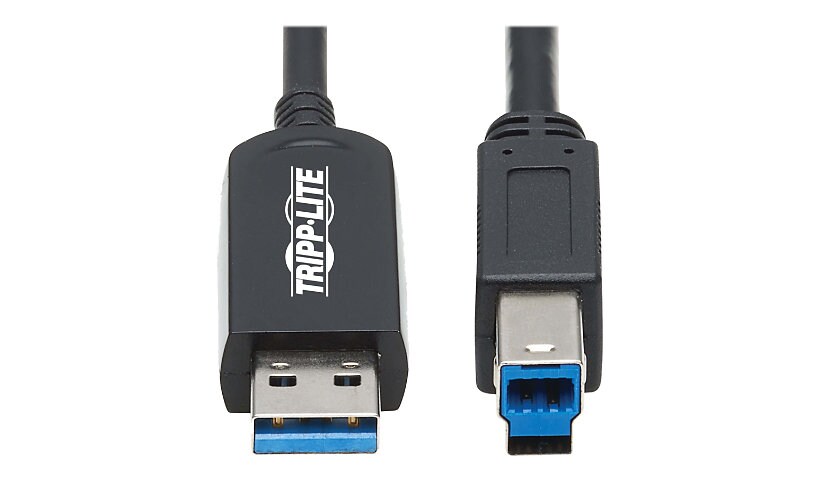 Tripp Lite USB 3.2 Gen 1 Plenum-Rated Fiber Active Optical Cable (AOC) - A/B M/M, Black, 20 m - USB cable - USB Type A