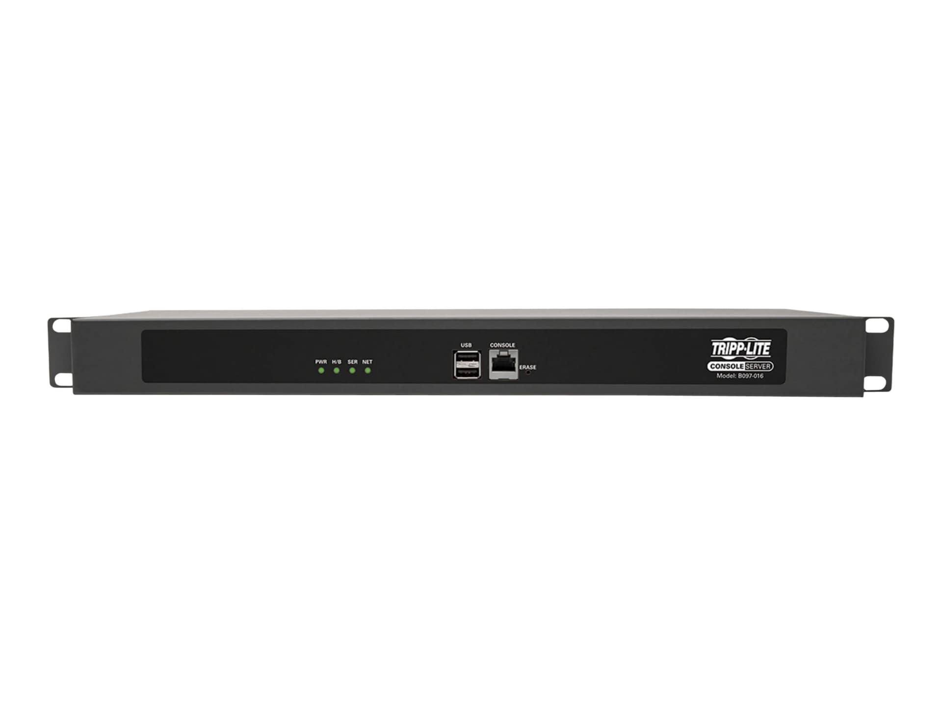 Tripp Lite 16-Port Serial Console Server, USB Ports (2) - Dual GbE NIC, 4 Gb Flash, Desktop/1U Rack, CE, TAA - console