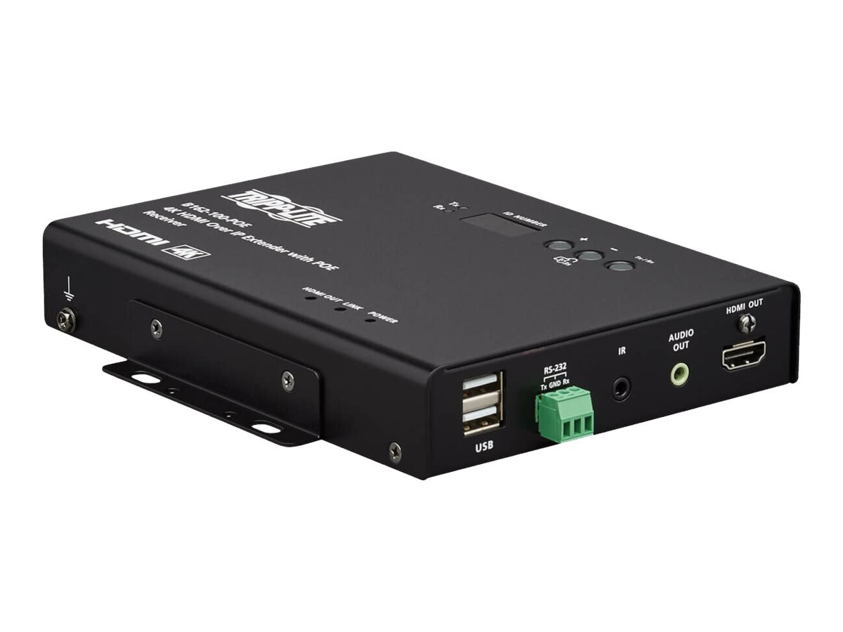 Tripp Lite HDMI over IP Extender Receiver - 4K, 4:4:4, PoE, 328 ft. (100 m) - video/audio/USB/network extender - 10Mb