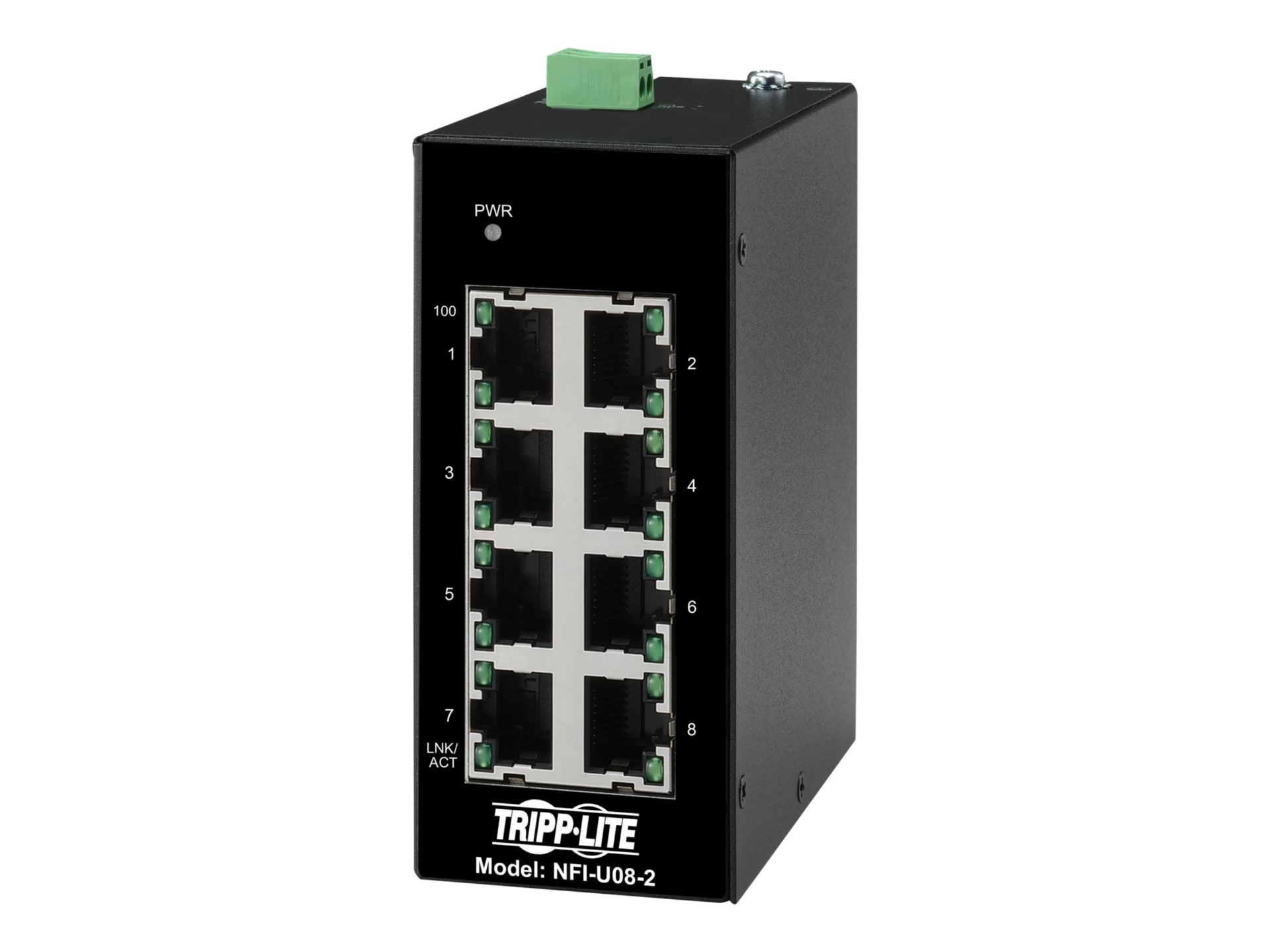 Tripp Lite Unmanaged Industrial Ethernet Switch 8-Port - 10/100 Mbps, Ruggedized, DIN Mount - switch - 8 ports -
