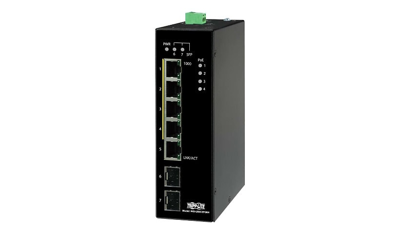Tripp Lite Ethernet Switch Unmanaged 5-Port PoE+ 30W 2 SFP 10/100/1000 Mbps