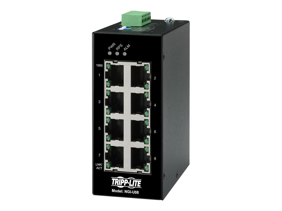 Tripp Lite Unmanaged Industrial Gigabit Ethernet Switch 8-Port - 10/100/1000 Mbps, DIN Mount - switch - 8 ports -