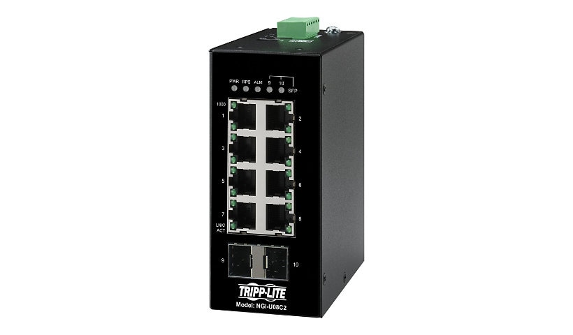 Tripp Lite Unmanaged Industrial Gigabit Ethernet Switch 8-Port - 10/100/1000 Mbps, 2 GbE SFP Slots, DIN Mount - switch -
