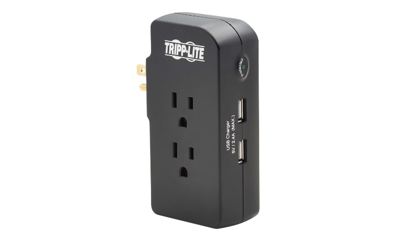 Tripp Lite Safe-IT Surge Protector - 3-Outlet, 2 USB Ports, 5-15P