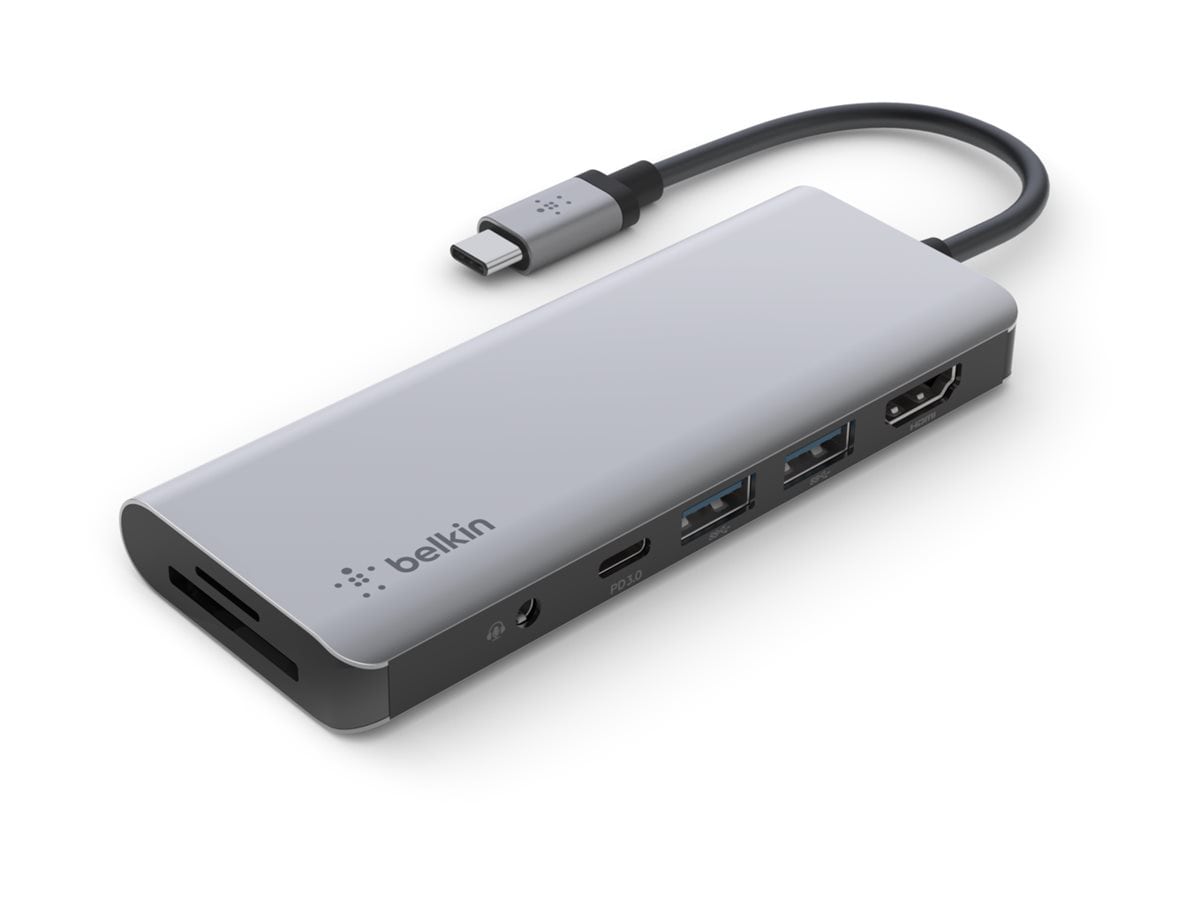 Thumbnail 3 of 16 for Belkin 7-Port USB-C Hub - USB-C to 2xUSB-A, 1xUSB-C, 1x4K HDMI, 1xEthernet - 5 Gbps - 100W - Docking Station - Grey