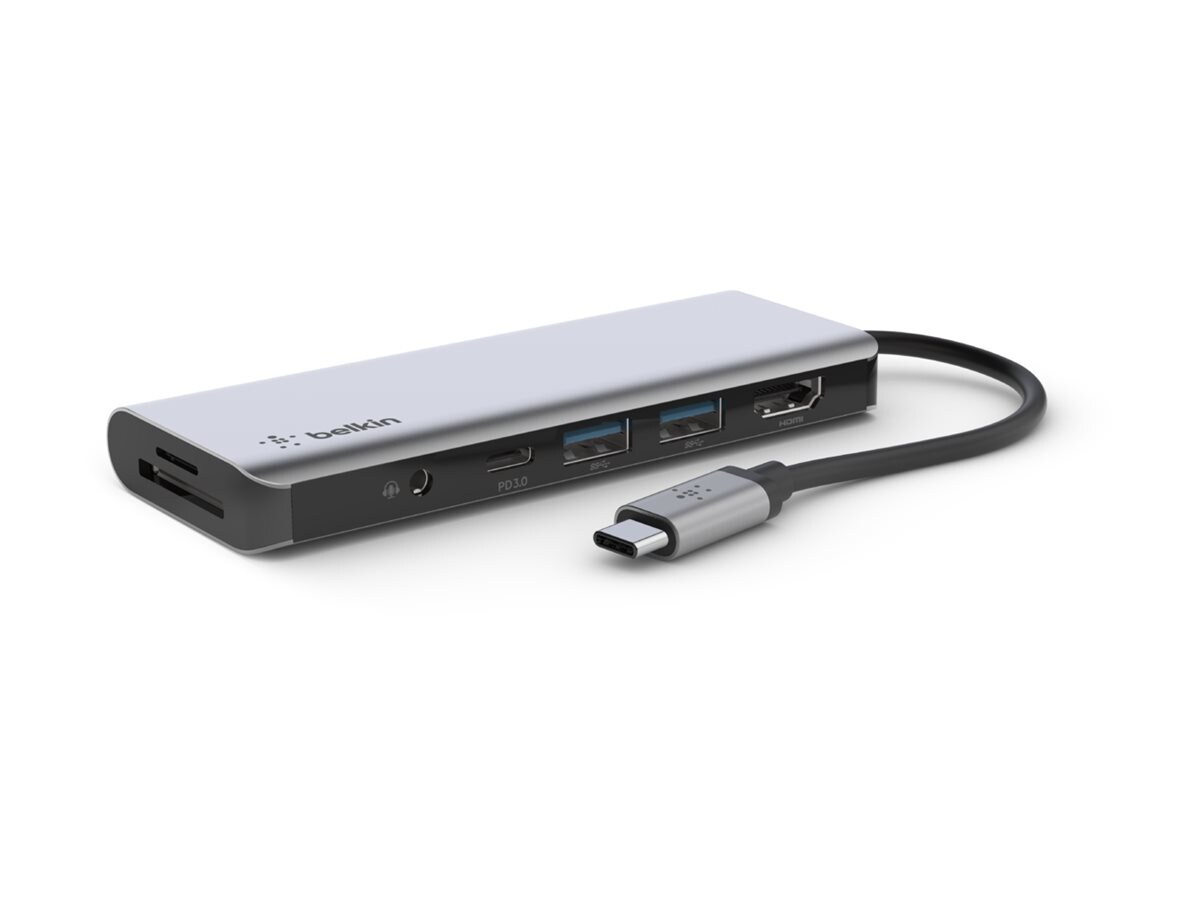 Thumbnail 4 of 16 for Belkin 7-Port USB-C Hub - USB-C to 2xUSB-A, 1xUSB-C, 1x4K HDMI, 1xEthernet - 5 Gbps - 100W - Docking Station - Grey