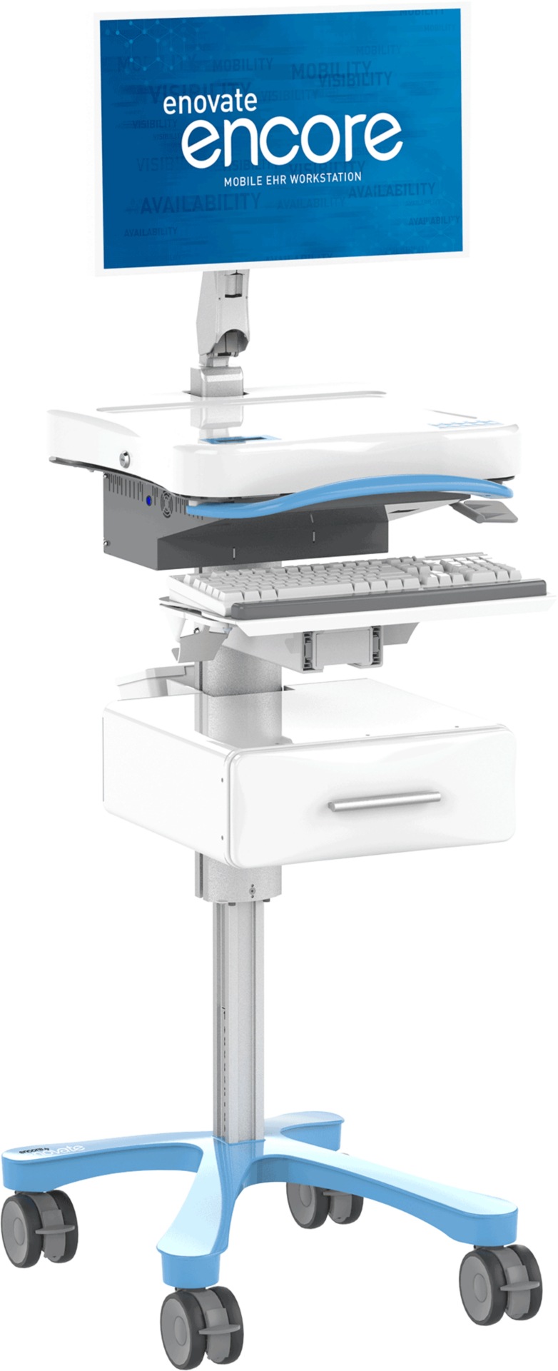 Enovate Medical Encore EcoFlex MobiusPower Workstation with SightLine Monitor Post