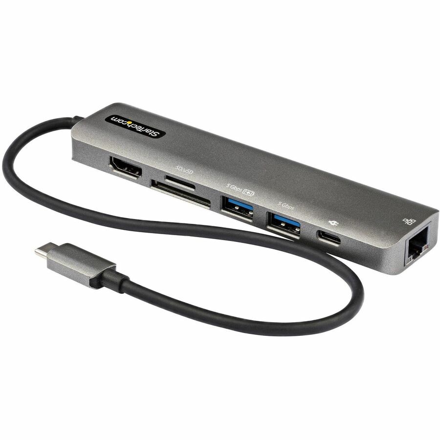 StarTech.com USB C Multiport Adapter 4K 60Hz HDMI/PD/SD/USB/GbE - USB Type-C Mini Dock - 12in Cable