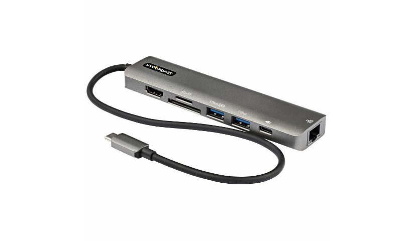 StarTech.com USB C Multiport Adapter 4K 60Hz HDMI/PD/SD/USB/GbE - USB Type-C Mini Dock - 12in Cable