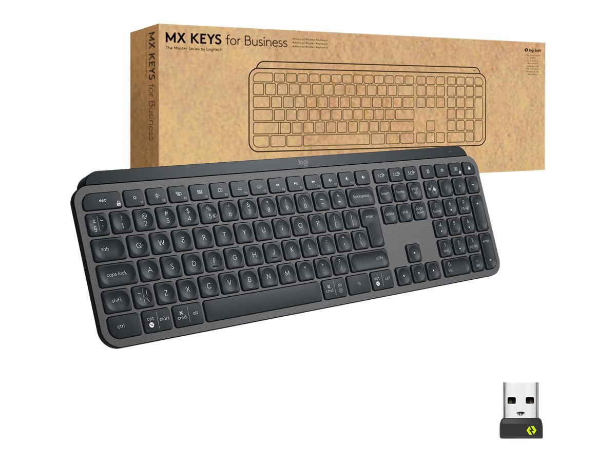 Logitech MX Keys Advanced Wireless Illuminated Keyboard for Business -  keyboard - graphite - 920-010116 - Keyboards 