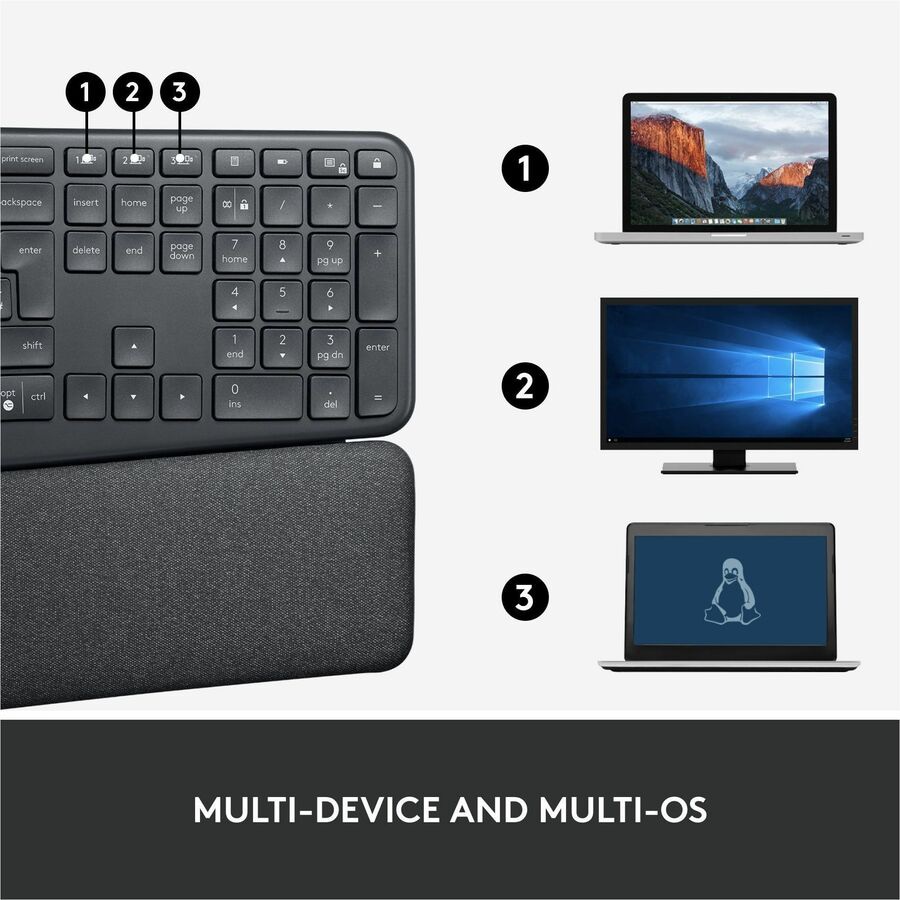 Thumbnail 4 of 8 for Logitech Ergo K860 Split Wireless Keyboard for Business - Ergonomic Design, Secured Logi Bolt Technology, Graphite