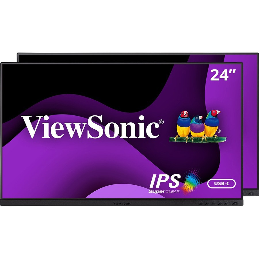 ViewSonic Ergonomic VG2455_56A_H2 - Dual Pack Head-Only 1080p Monitors with USB-C, RJ45 - 250 cd/m² - 24"