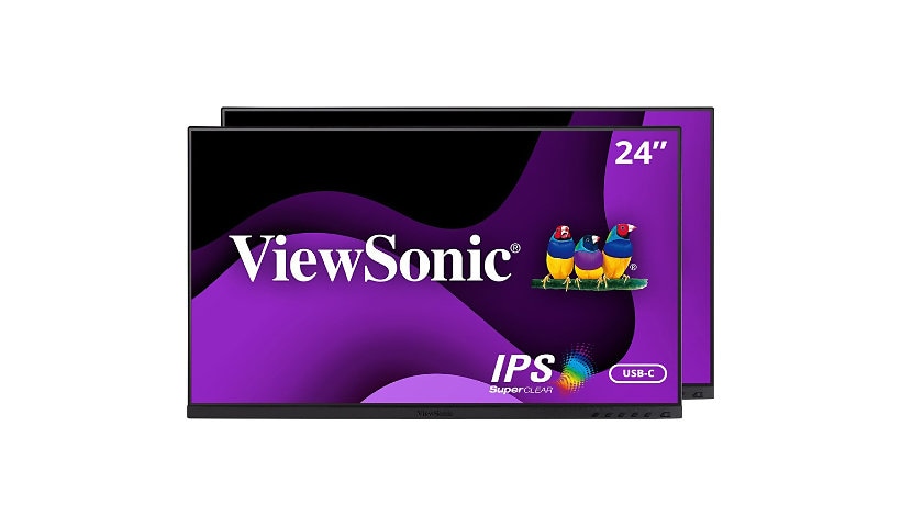 ViewSonic Ergonomic VG2455_56A_H2 - Dual Pack Head-Only 1080p Monitors with USB-C, RJ45 - 250 cd/m² - 24"
