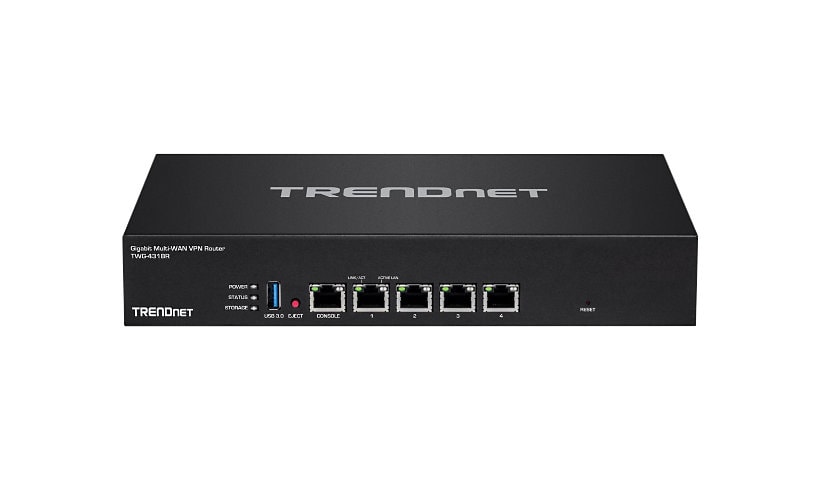 TRENDnet Gigabit Multi-WAN VPN Business Router; TWG-431BR; 5 x Gigabit ports; 1 x Console Port; QoS; Inter-VLAN Routing;