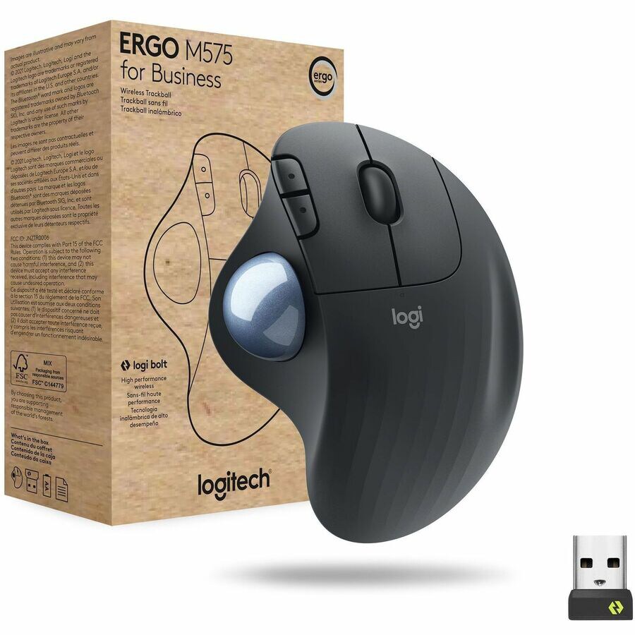 Logitech Ergo Series ERGO M575 for Business - trackball - 2.4 GHz,  Bluetooth 5.0 LE - graphite