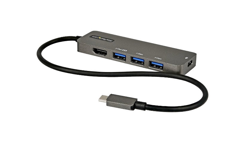 StarTech.com USB C Multiport Adapter, USB-C to HDMI 4K 60Hz (HDR10), 100W PD Pass-Through, 4xUSB 3.0, USB Type-C Mini