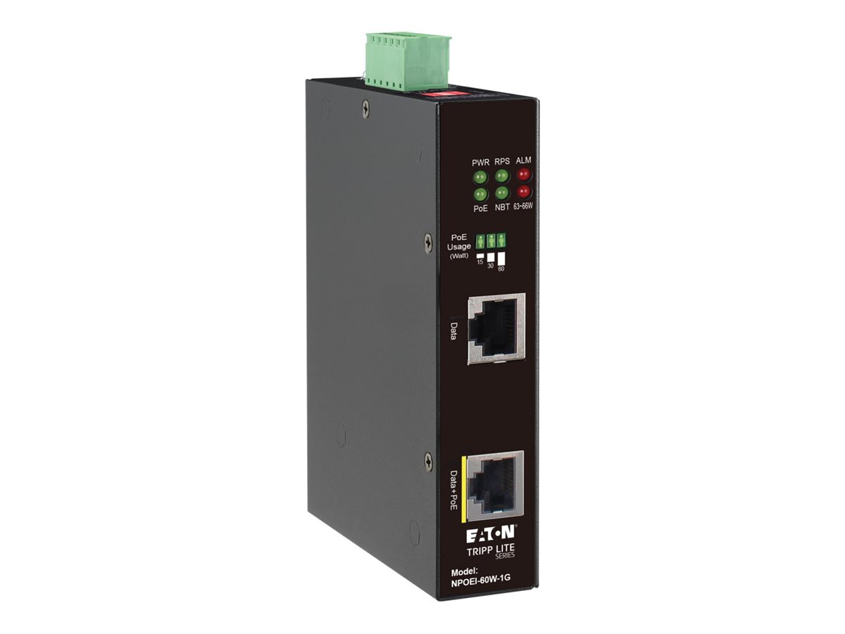 Tripp Lite Gigabit Ethernet PoE Injector Industrial 60W PoE++ IP30 1-Port