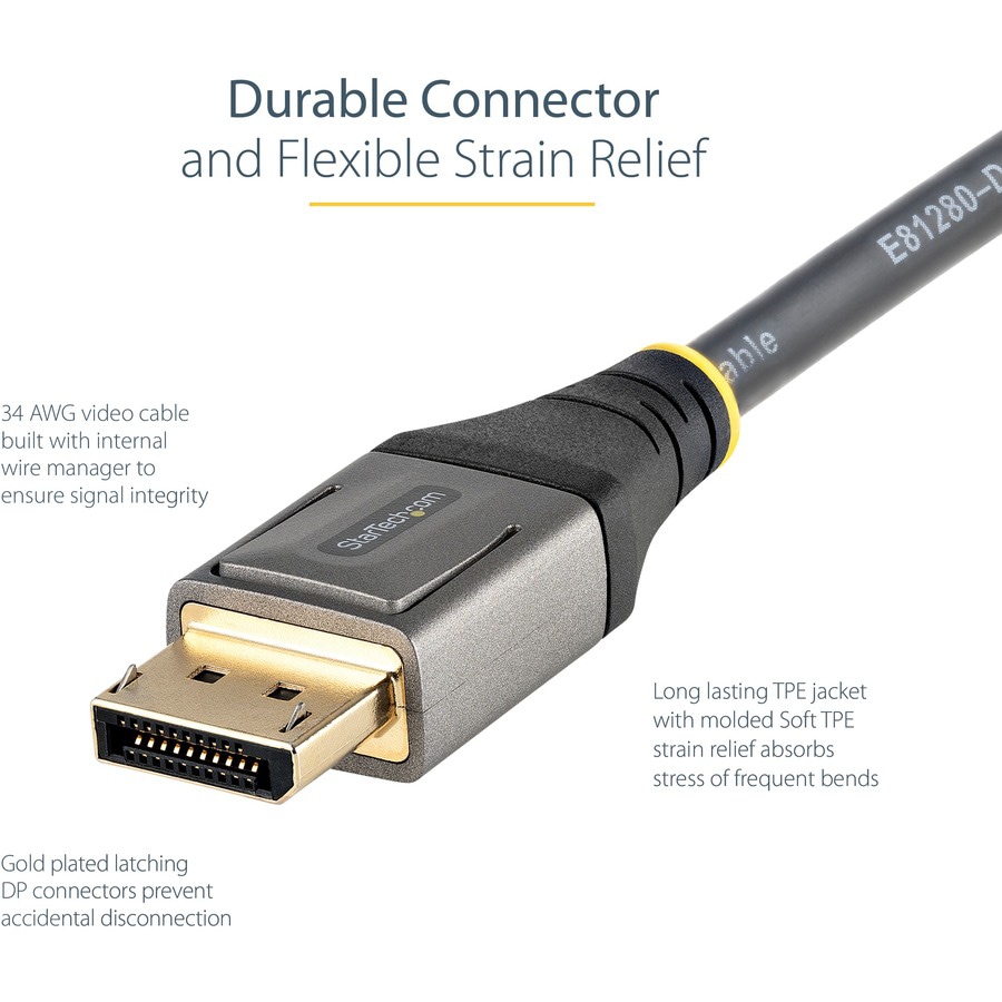 Thumbnail 4 of 8 for StarTech.com 6ft (2m) VESA Certified DisplayPort 1.4 Cable, 8K 60Hz HDR10, UHD 4K 120Hz Video, DP to DP Monitor Cord