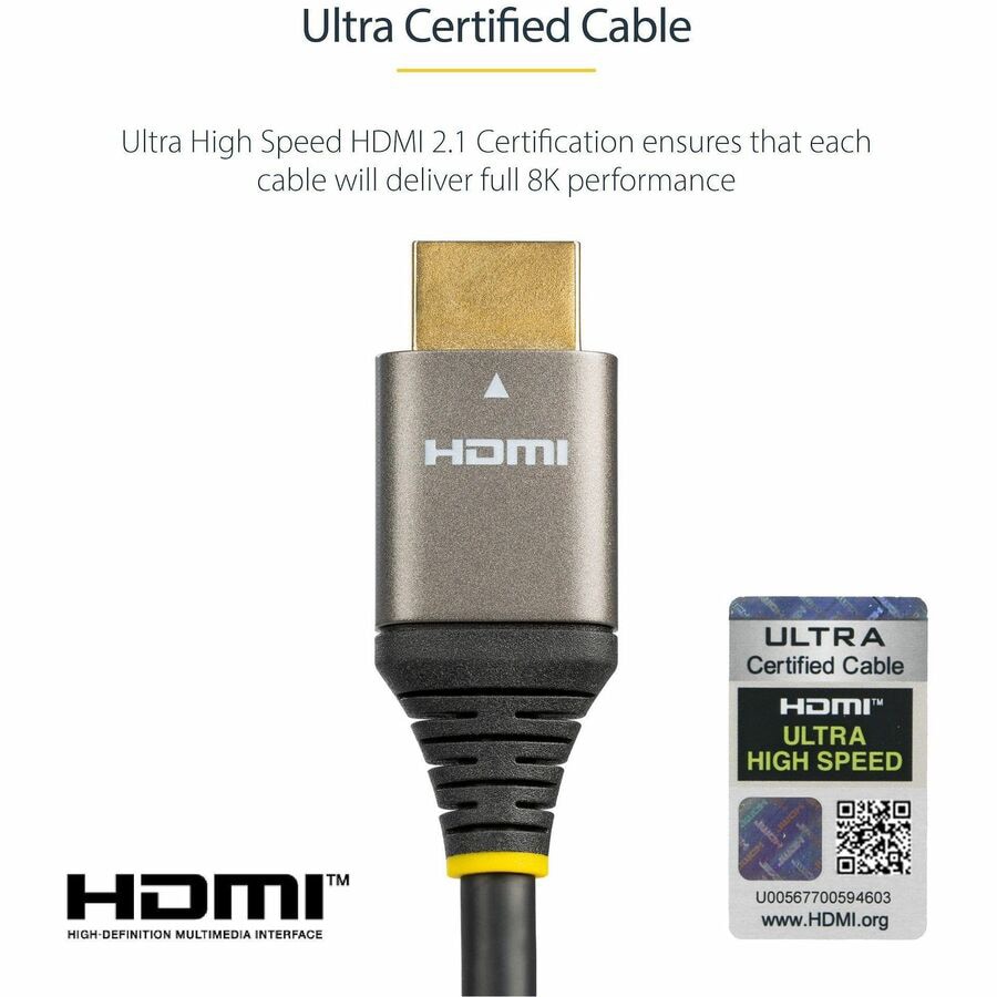 Thumbnail 6 of 9 for StarTech.com 10ft/3m HDMI 2.1 Cable, Certified Ultra High Speed HDMI Cable 48Gbps, 8K 60Hz/4K 120Hz HDR10+, 8K HDMI