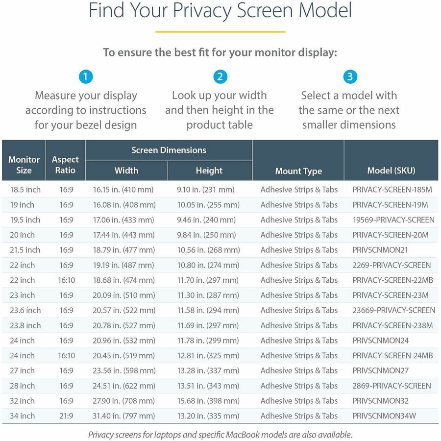 Thumbnail 5 of 7 for StarTech.com 18.5in Computer Monitor Privacy Screen, Privacy Screen Filter for Monitor, 18.5" Blue Light Filter