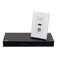 C2G HDBaseT HDMI Extender + RS232 and USB B to A over Cat - Single Gang Wall Plate Transmitter to Receiver Box - 4K 60Hz