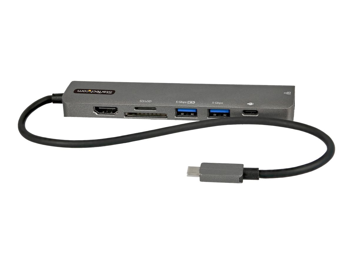 StarTech.com USB C Multiport Adapter, USB-C to 4K 60Hz HDMI 2.0, 100W PD Pass-through, SD, USB, GbE, USB Type-C Mini