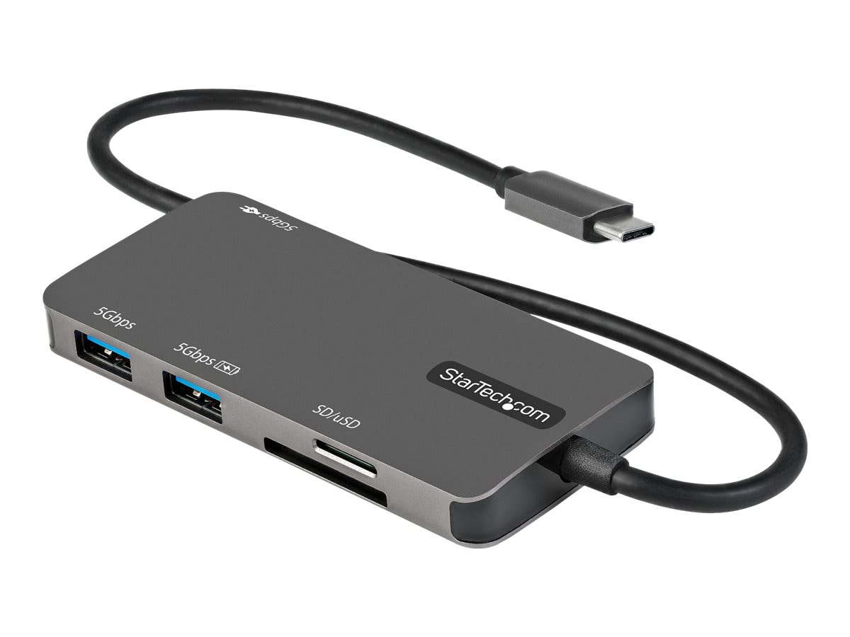 StarTech.com USB C Multiport Adapter, USB-C to 4K HDMI, 100W PD Pass-through, SD/MicroSD, 3xUSB 3.0, USB Type-C Mini