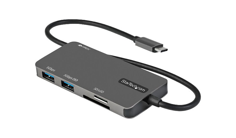 StarTech.com USB C Multiport Adapter, USB-C to 4K HDMI, 100W PD Pass-through, SD/MicroSD, 3xUSB 3.0, USB Type-C Mini