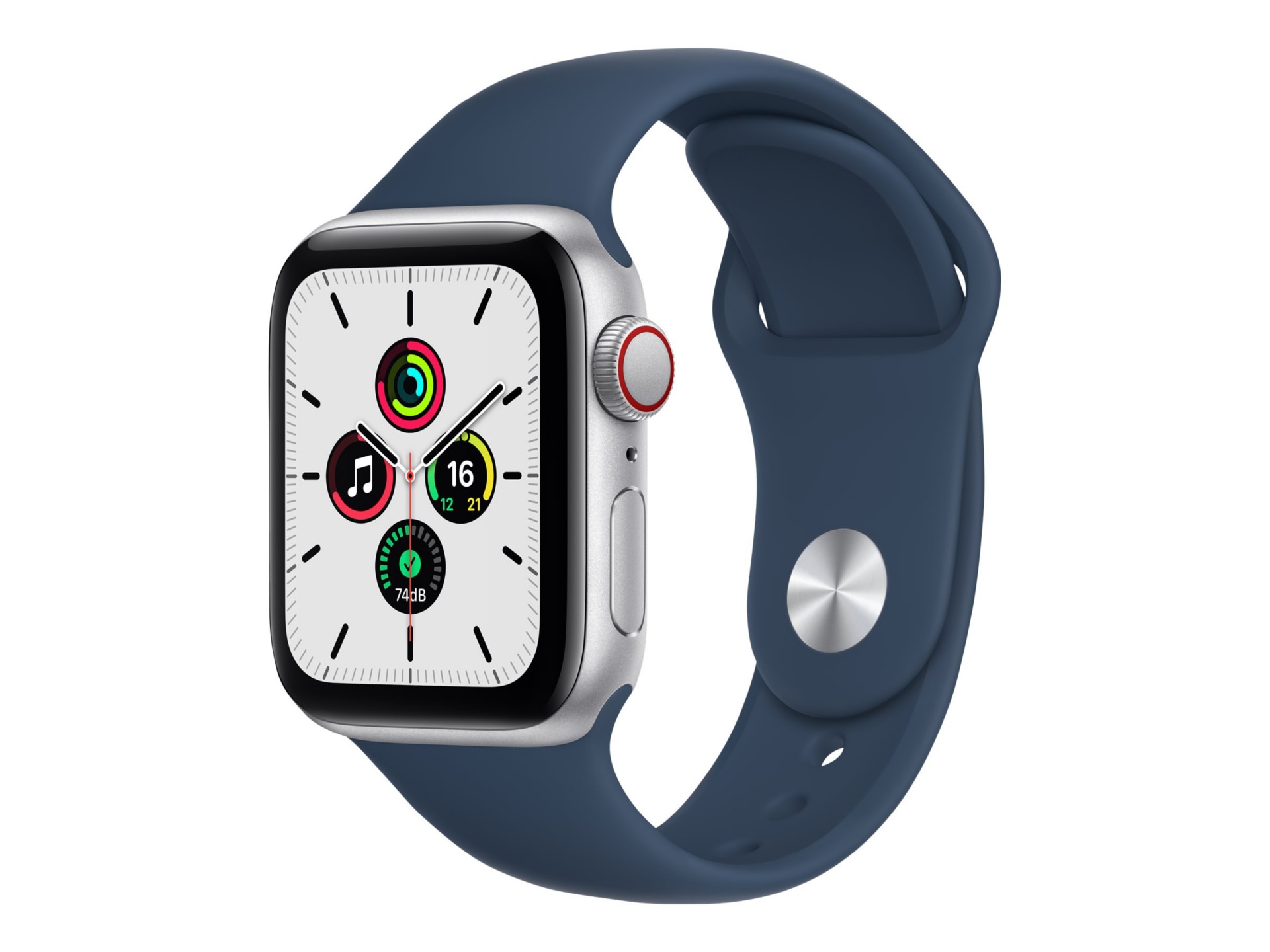 Apple Watch SE (GPS + Cellular) - silver aluminum - smart watch with sport band - abyss blue - 32 GB